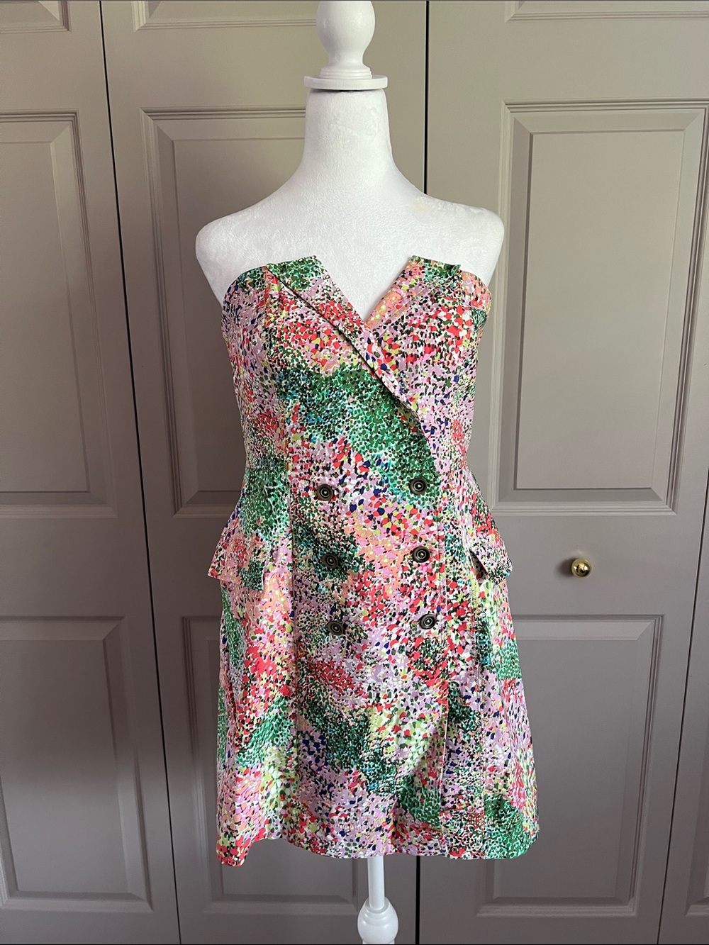 Maeve Strapless Multicolor Floral Print Dress